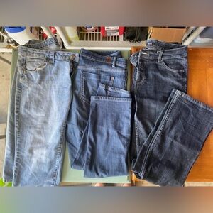 a.n.a Women's Straight Jeans in Light and Dark Blue